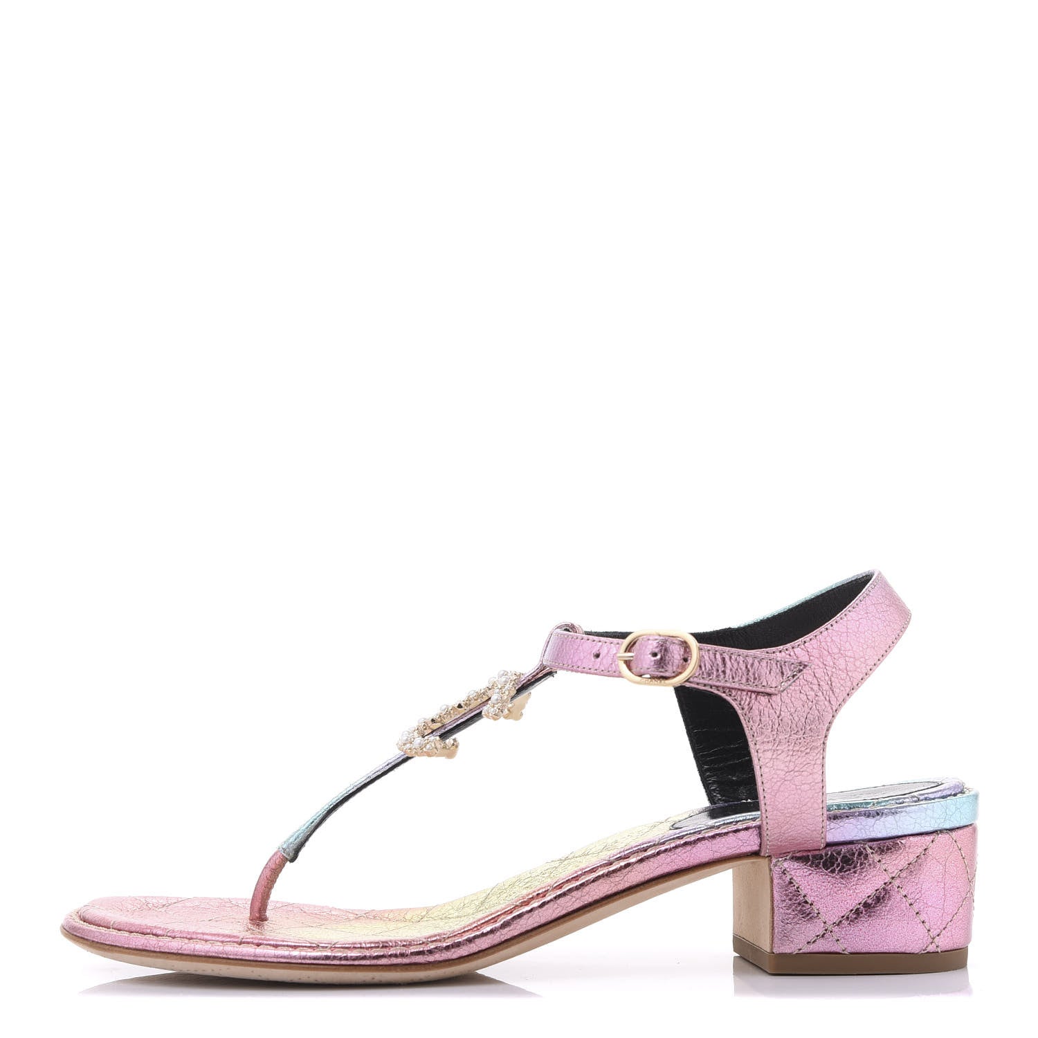 Chanel Goatskin Fantasy CC Pearl Thong Sandals 37.5 Multicolor 1 of 10