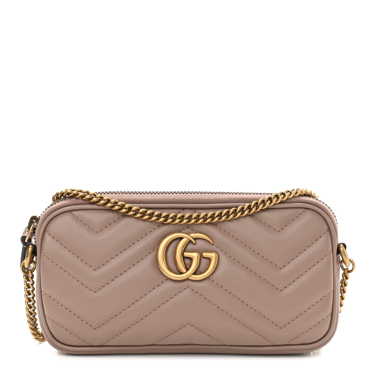 Calfskin Matelasse Mini GG Marmont Chain Crossbody Bag Porcelain Rose