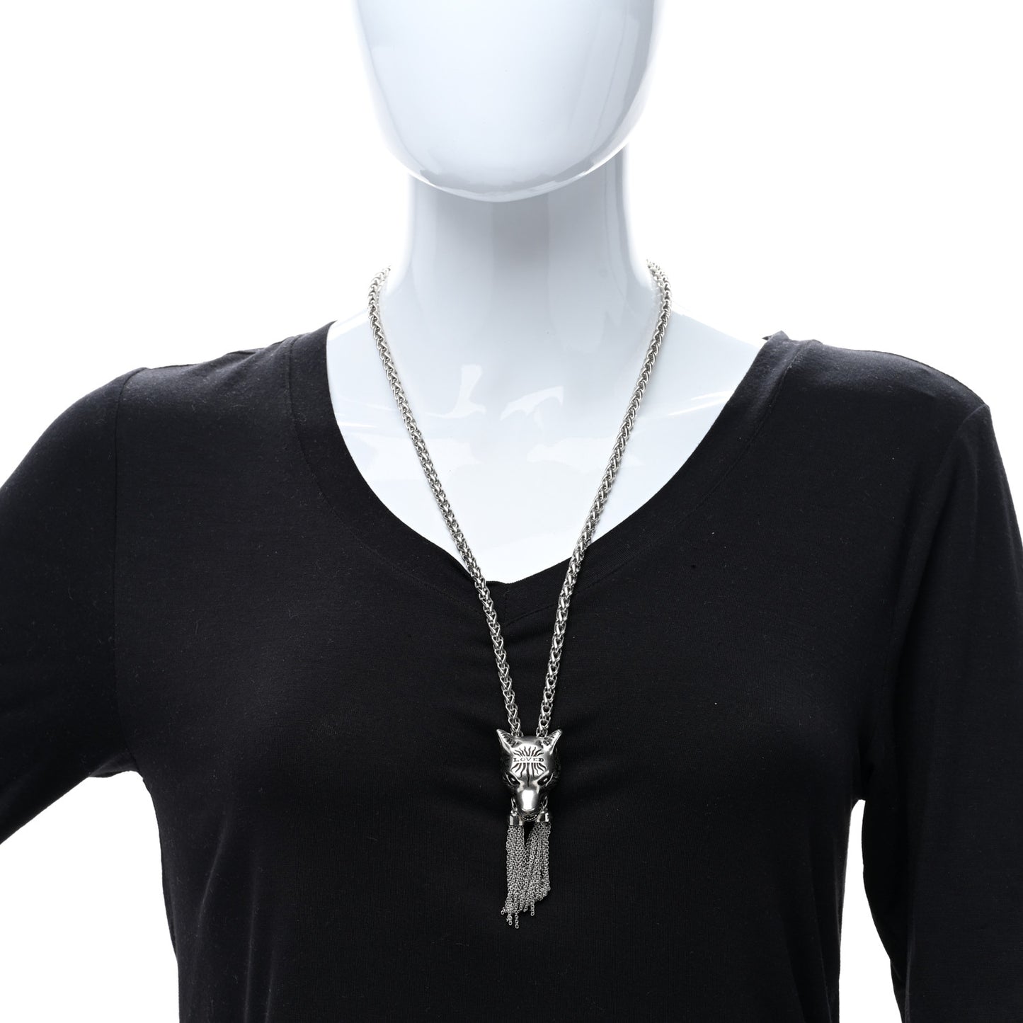 Sterling Silver Anger Forest Wolf Lariat Necklace
