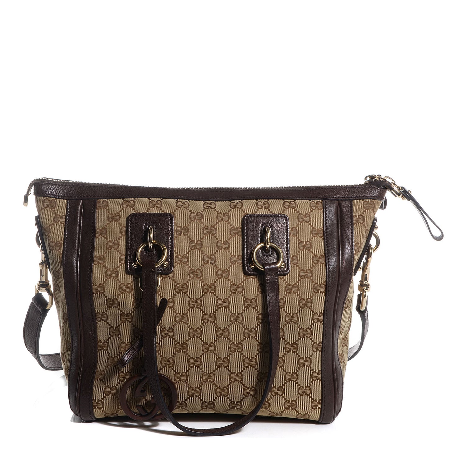 Monogram Medium Charm Top Handle Bag Brown
