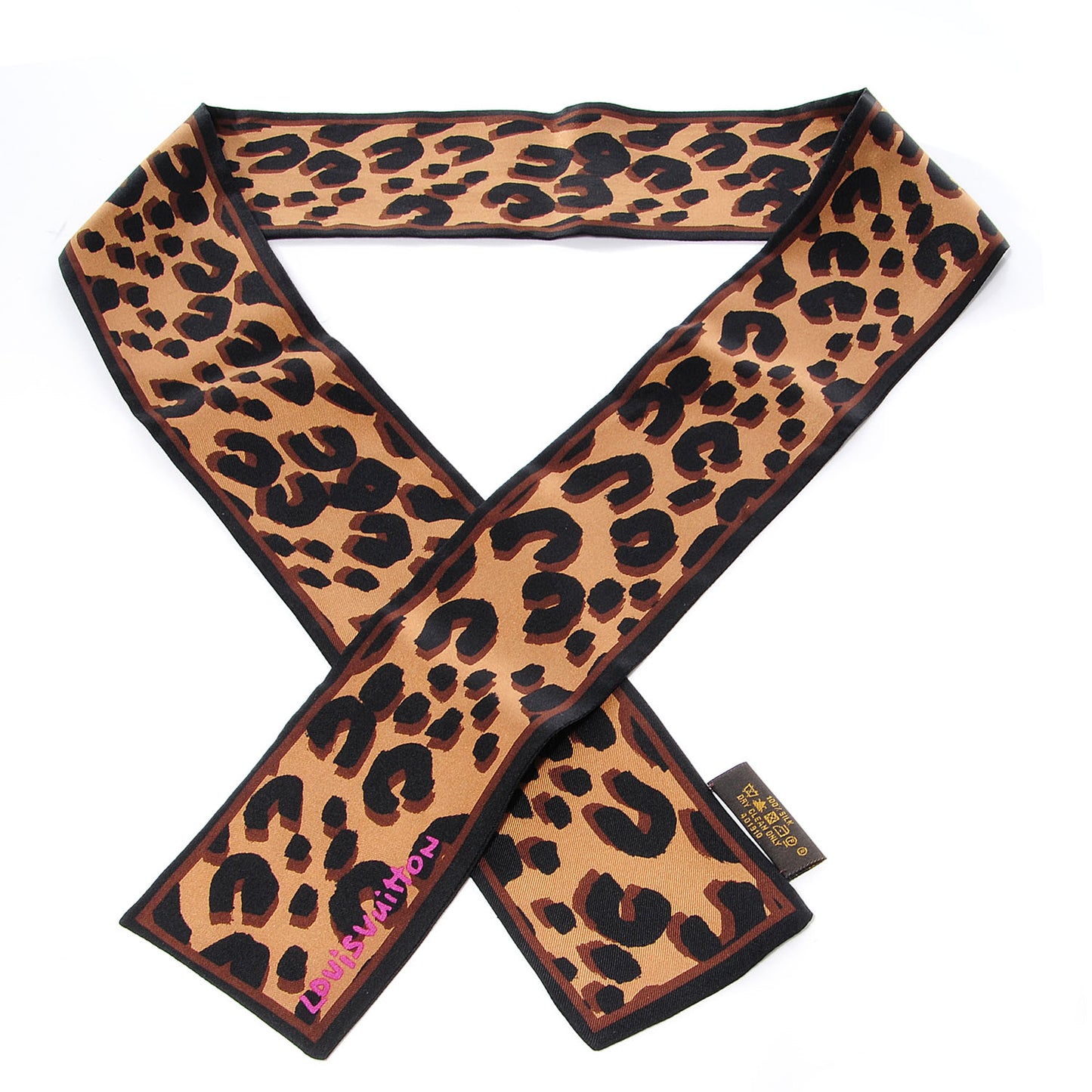 Silk Leopard Bandeau Scarf Marron