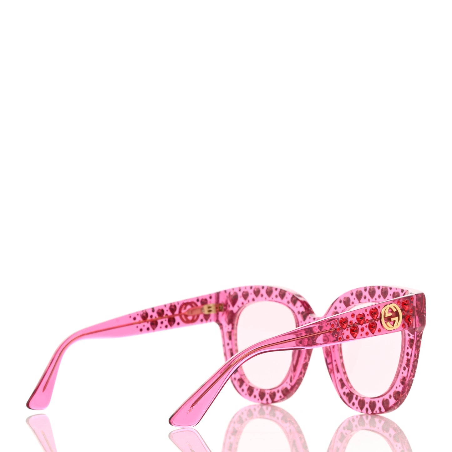 Acetate Crystal Heart GG0116S Sunglasses Fuchsia