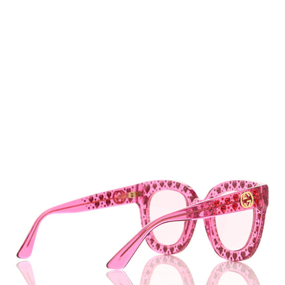 Gucci Acetate Crystal Heart GG0116S Sunglasses Fuchsia 3 of 8