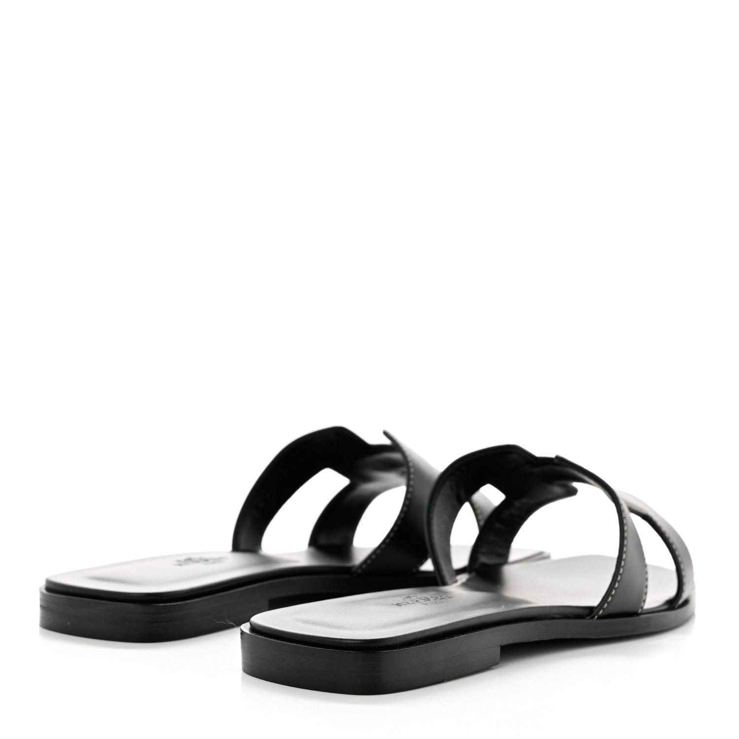 Hermes Box Calfskin Oran Sandals 37.5 Black 4 of 9