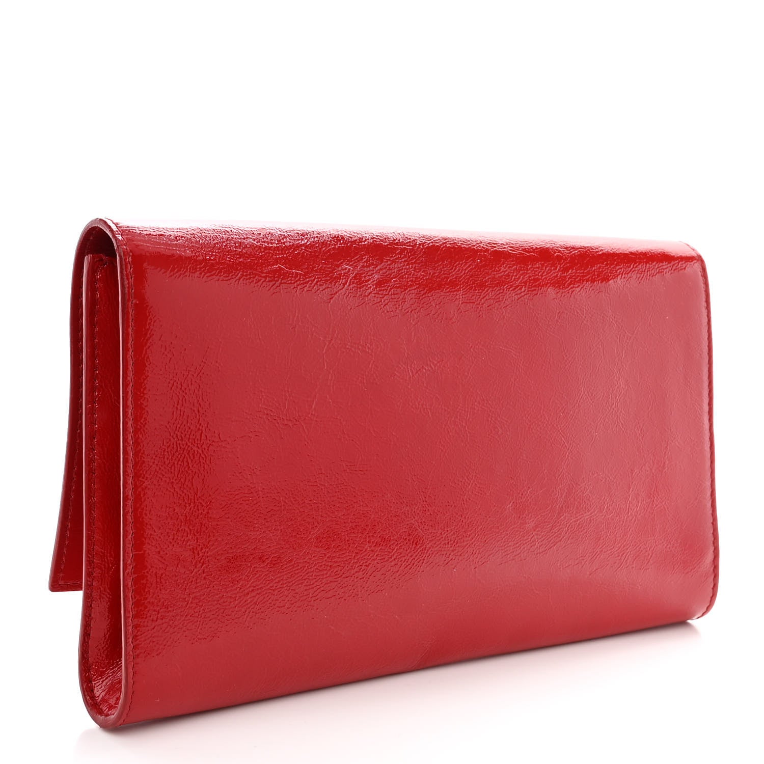 Saint Laurent Textured Patent Monogram Large Belle De Jour Clutch Red 3 of 13