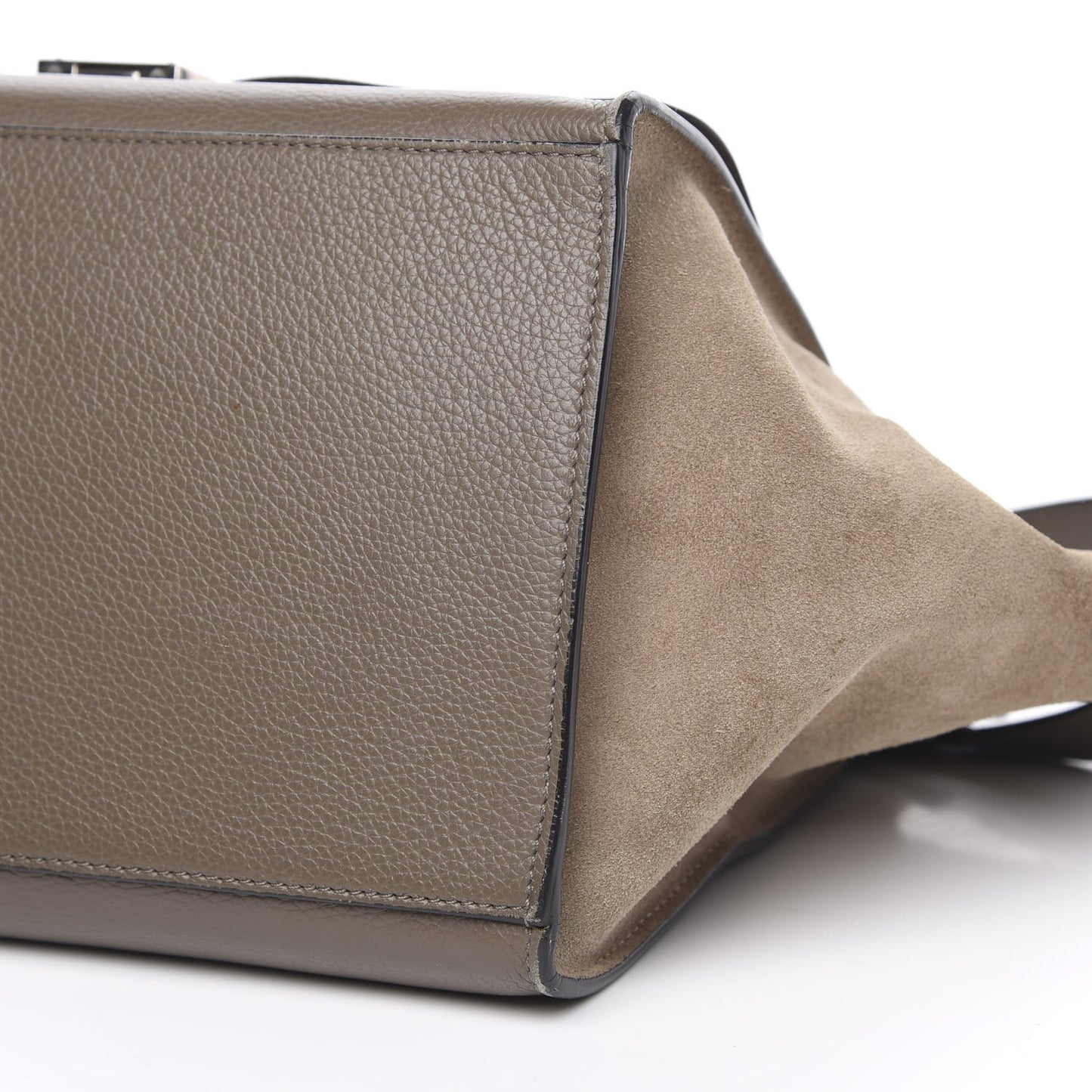 Drummed Calfskin Suede Medium Trapeze Taupe
