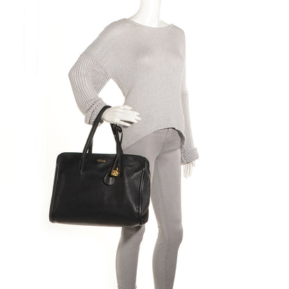 Alexander McQueen Pebbled Calfskin Skull Padlock Zip Around Tote Black 2 of 8