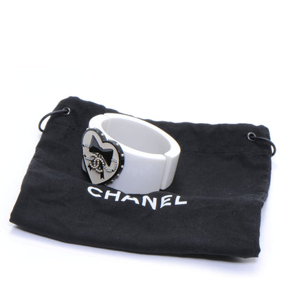 Chanel Resin Heart Pearl CC Cuff White 5 of 5