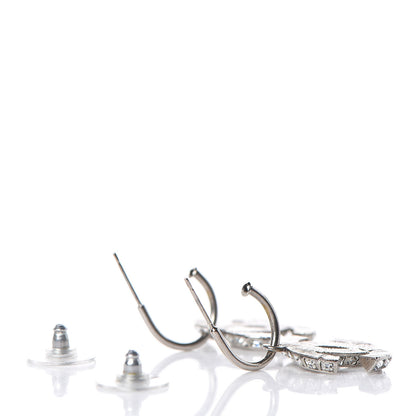 Chanel Baguette Crystal CC Dangle Earrings Silver 3 of 6