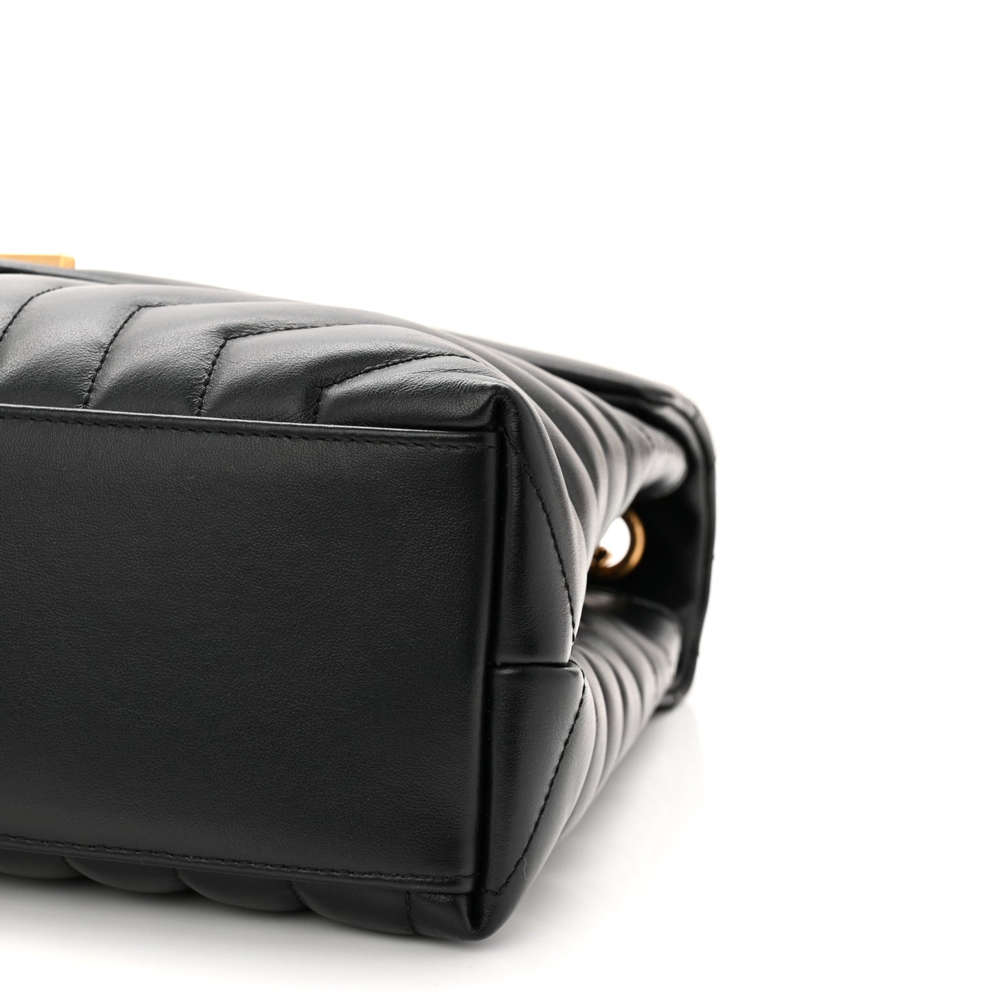 Calfskin Y Quilted Monogram Medium Loulou Chain Satchel Black