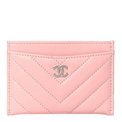 Chanel Lambskin Chevron Quilted Card Holder Light Pink 1 of 10