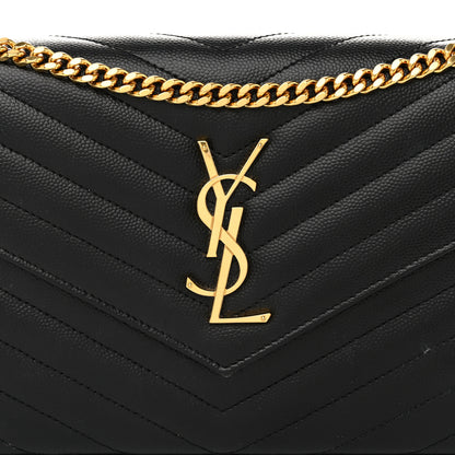 Saint Laurent Grain De Poudre Matelasse Chevron Monogram Chain Wallet Black 7 of 10