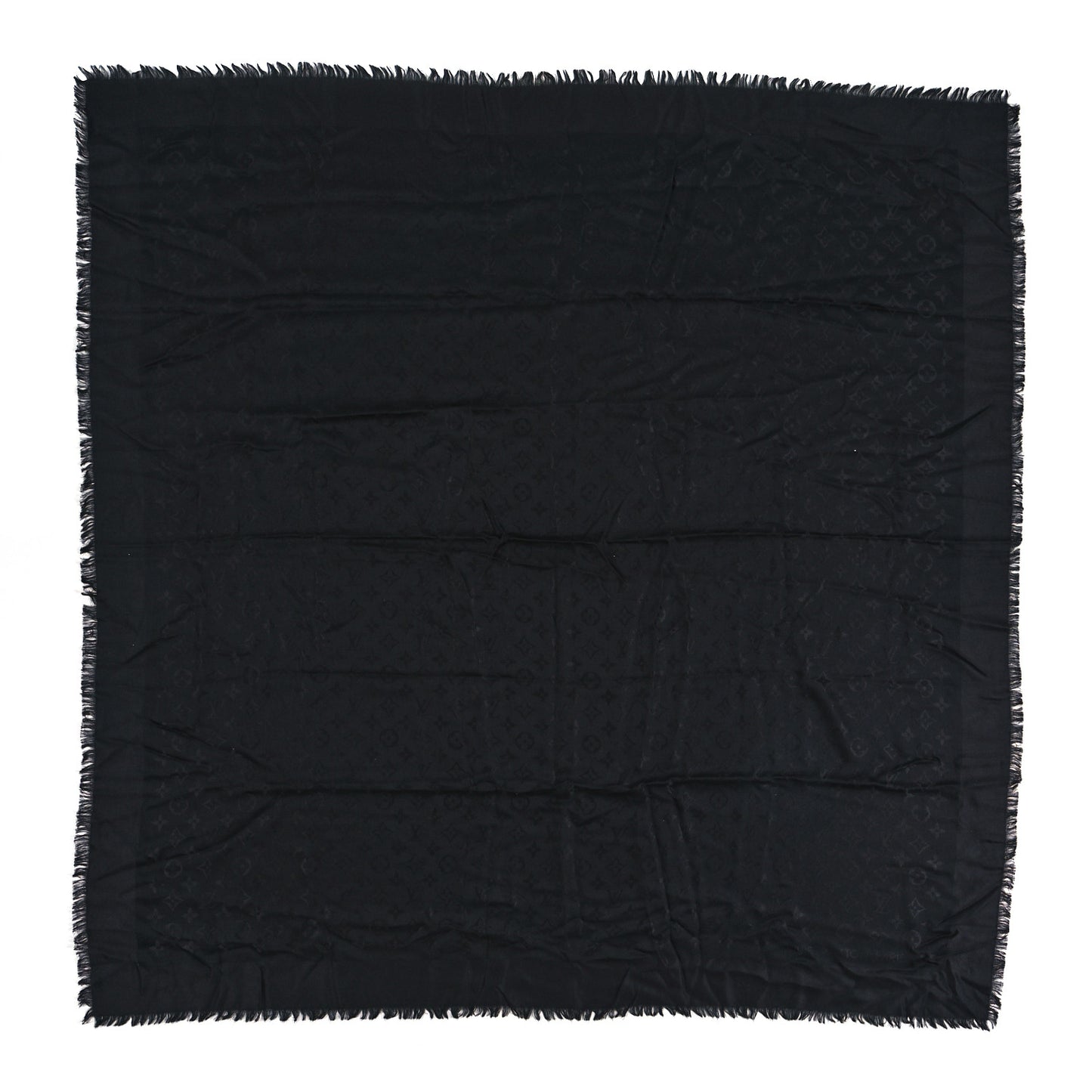 Silk Wool Monogram Shawl Black