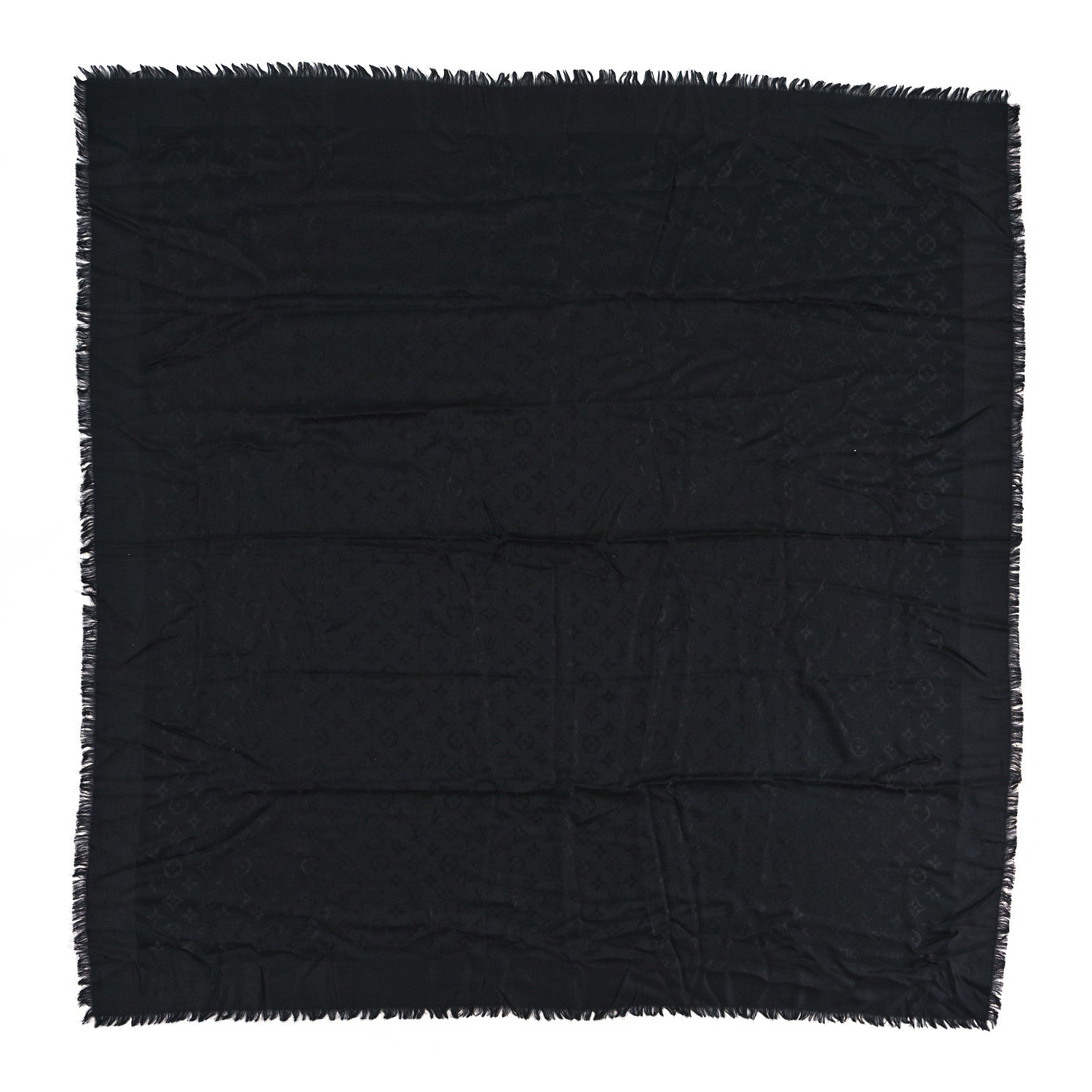 Louis Vuitton Silk Wool Monogram Shawl Black 1 of 3