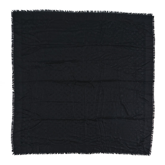Silk Wool Monogram Shawl Black