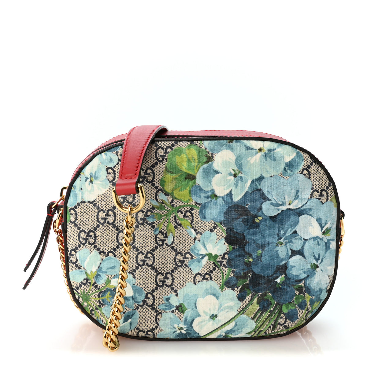 Gucci GG Supreme Monogram Blooms Mini Chain Shoulder Bag Beige Blue Navy Hibiscus Red 1 of 10