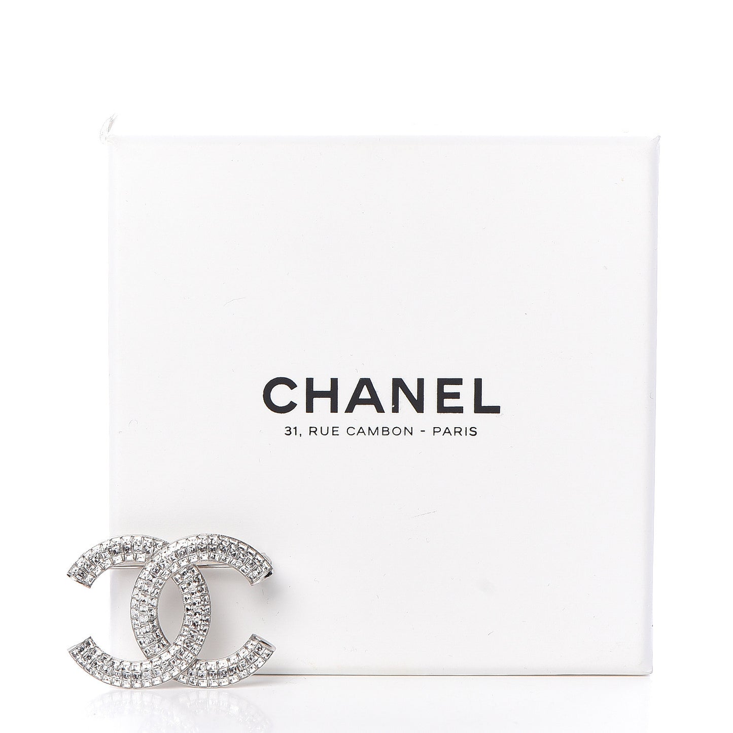 Baguette Crystal CC Brooch Silver