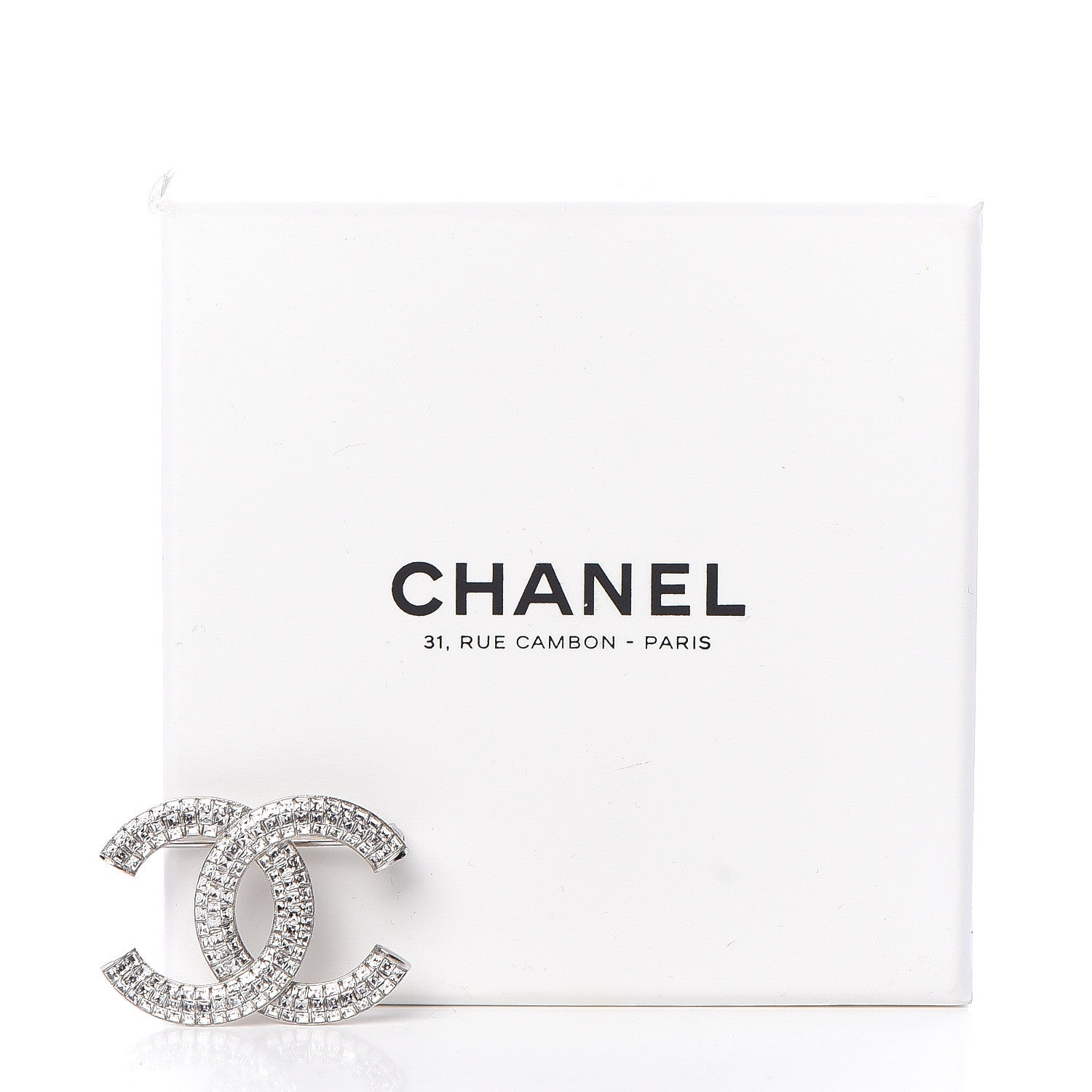 Chanel Baguette Crystal CC Brooch Silver 5 of 5