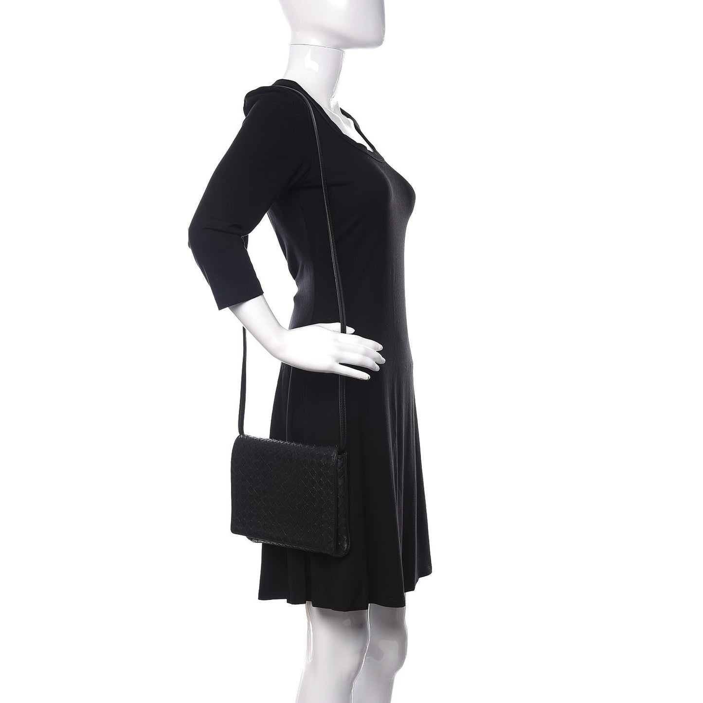 Nappa Intrecciato Flap Crossbody Black