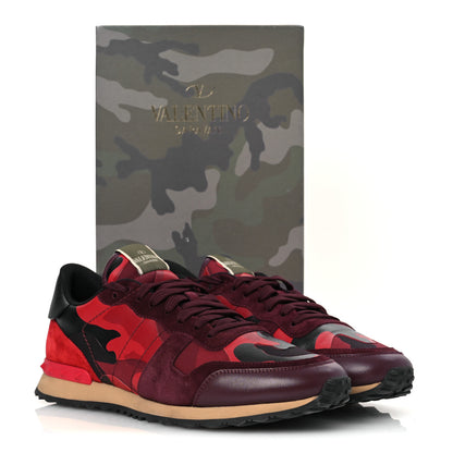 Valentino Garavani Nappa Suede Camouflage Mens Rockrunner Sneakers 45 Rubin Scarlet 14 of 14