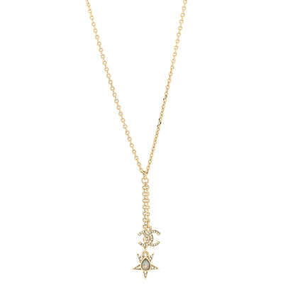 Chanel Crystal CC Star Necklace Gold 1 of 5
