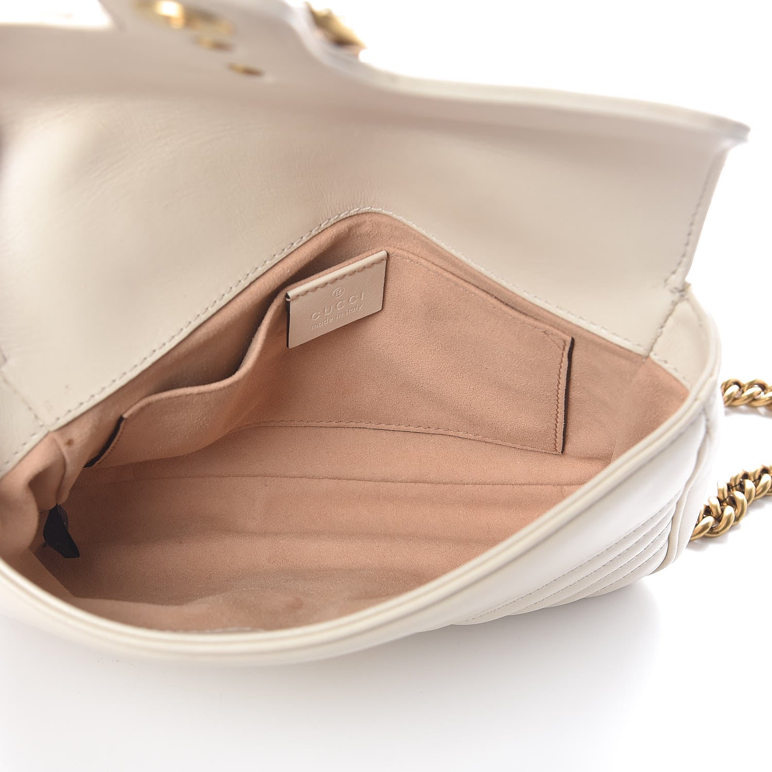 Gucci Calfskin Matelasse Pearly GG Marmont Chain Belt Bag Mystic White 5 of 11
