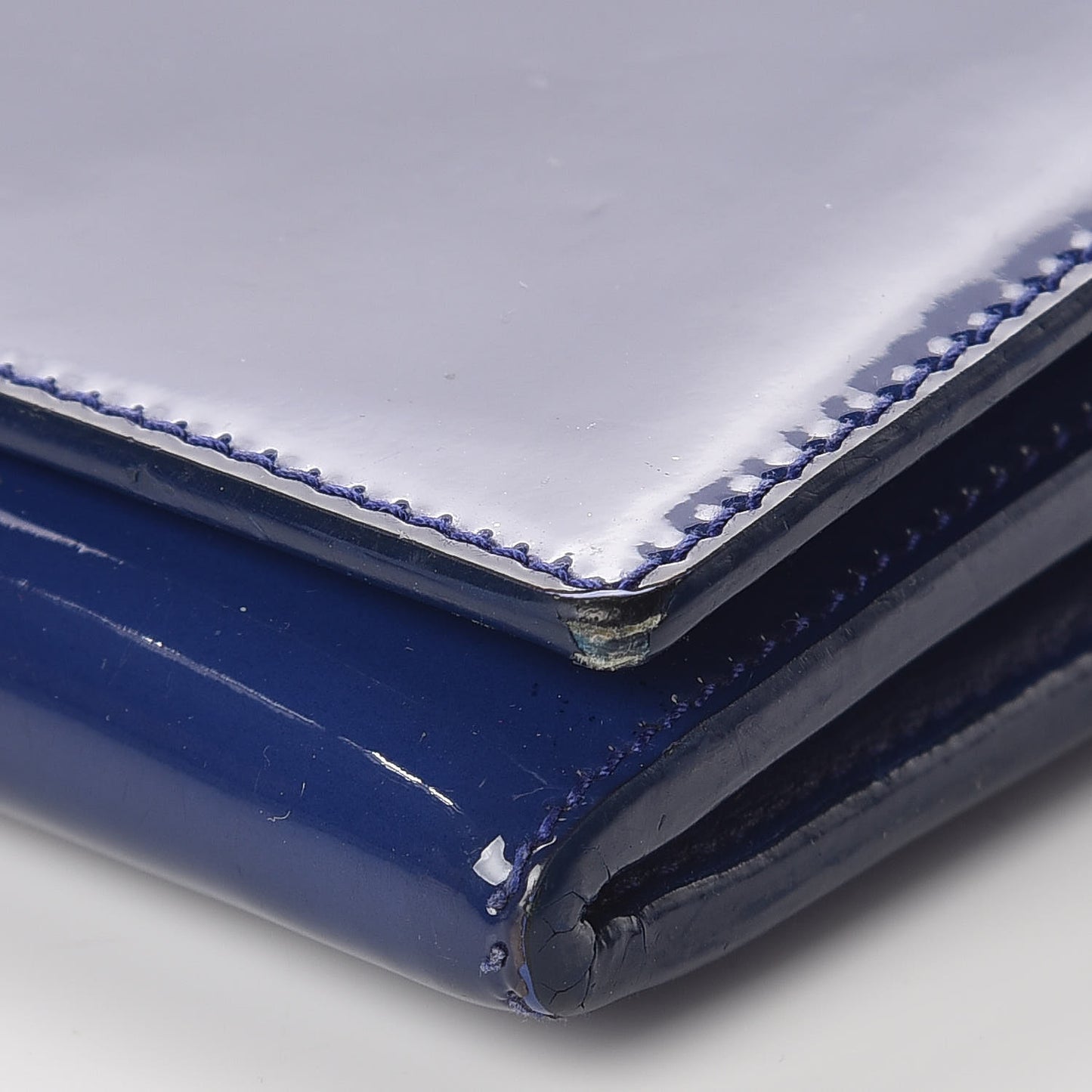 Patent Belle De Jour Flap Wallet Blue