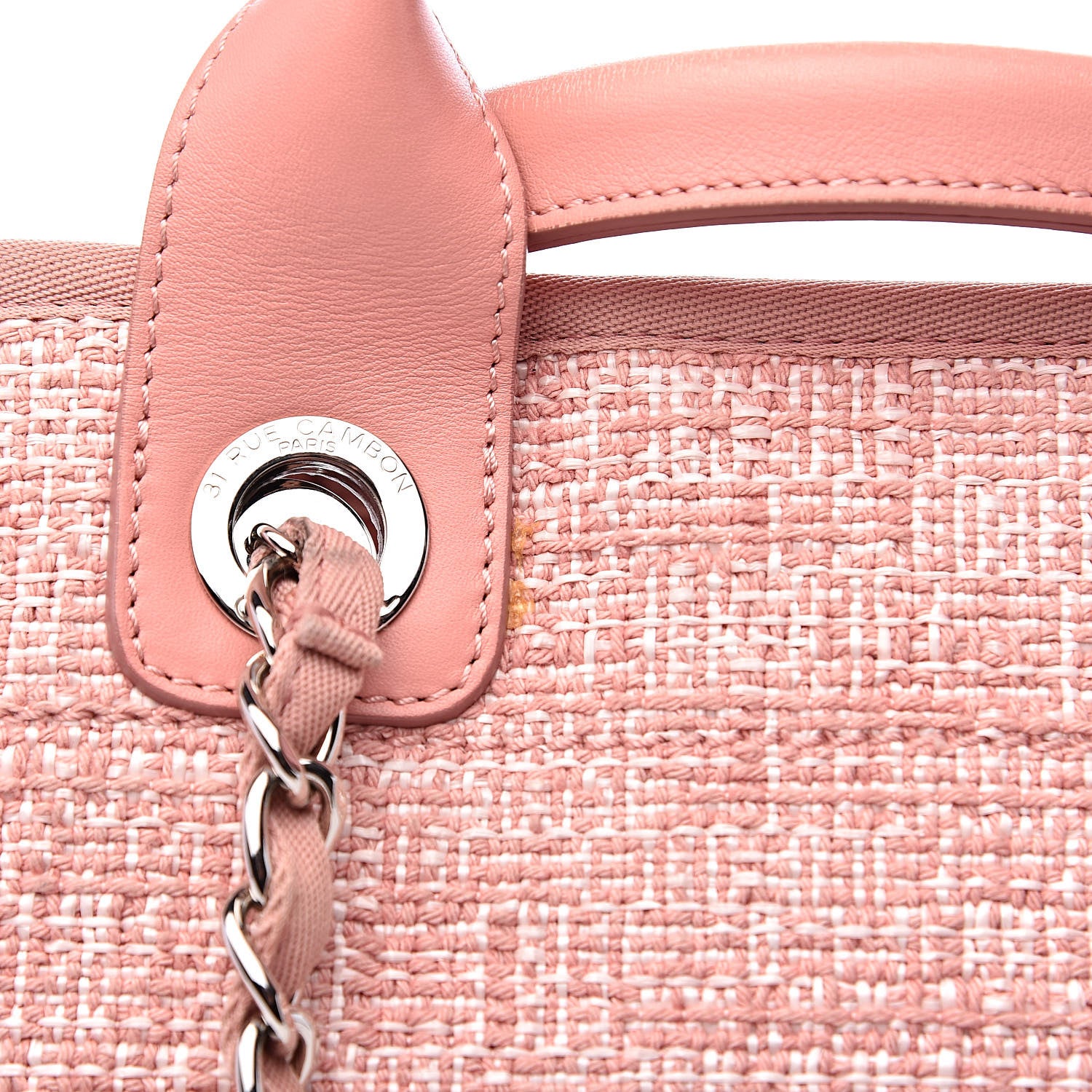 Chanel Straw Lurex Large Deauville Tote Pink 13 of 14