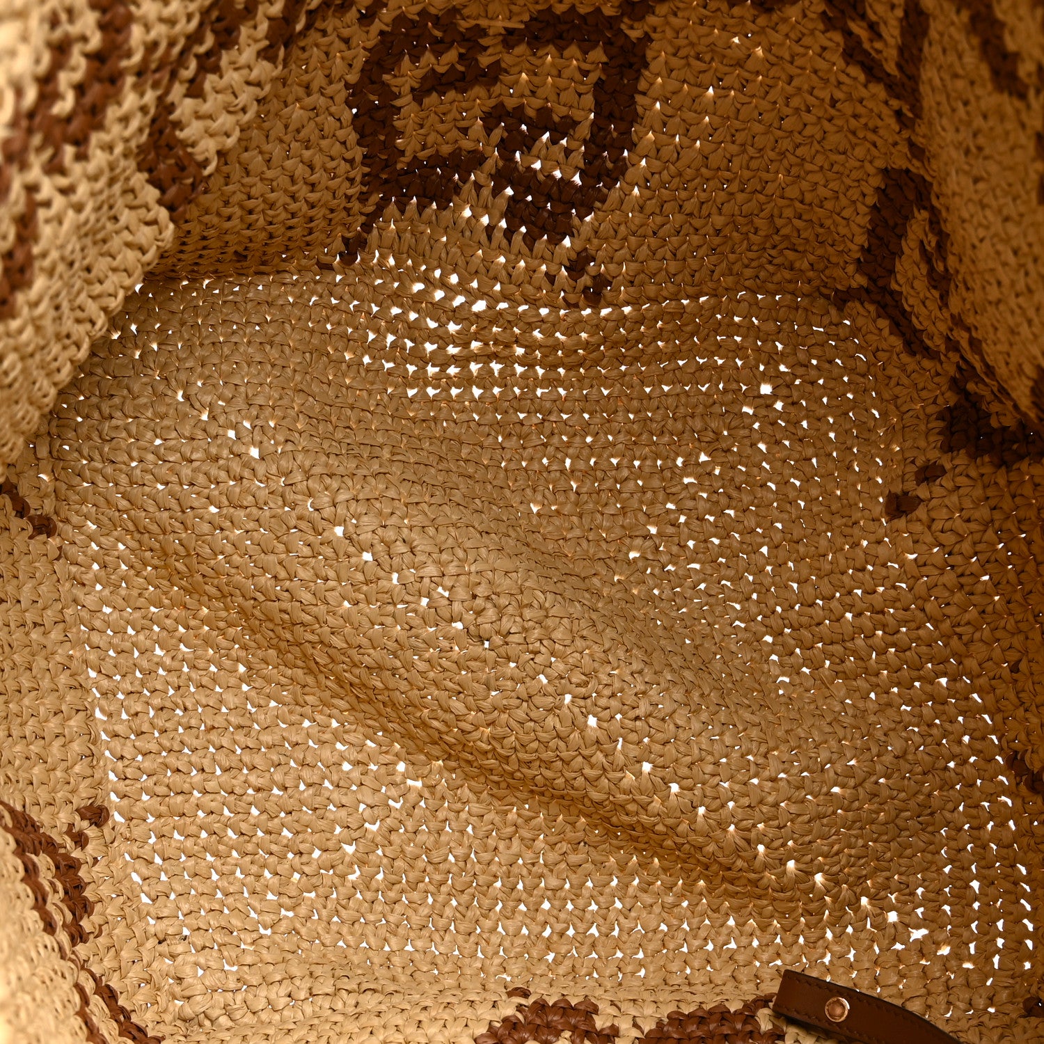 Gucci Raffia Woven Monogram Jumbo Medium Tote Natural Brown 5 of 10