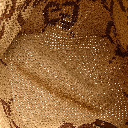 Gucci Raffia Woven Monogram Jumbo Medium Tote Natural Brown 5 of 10