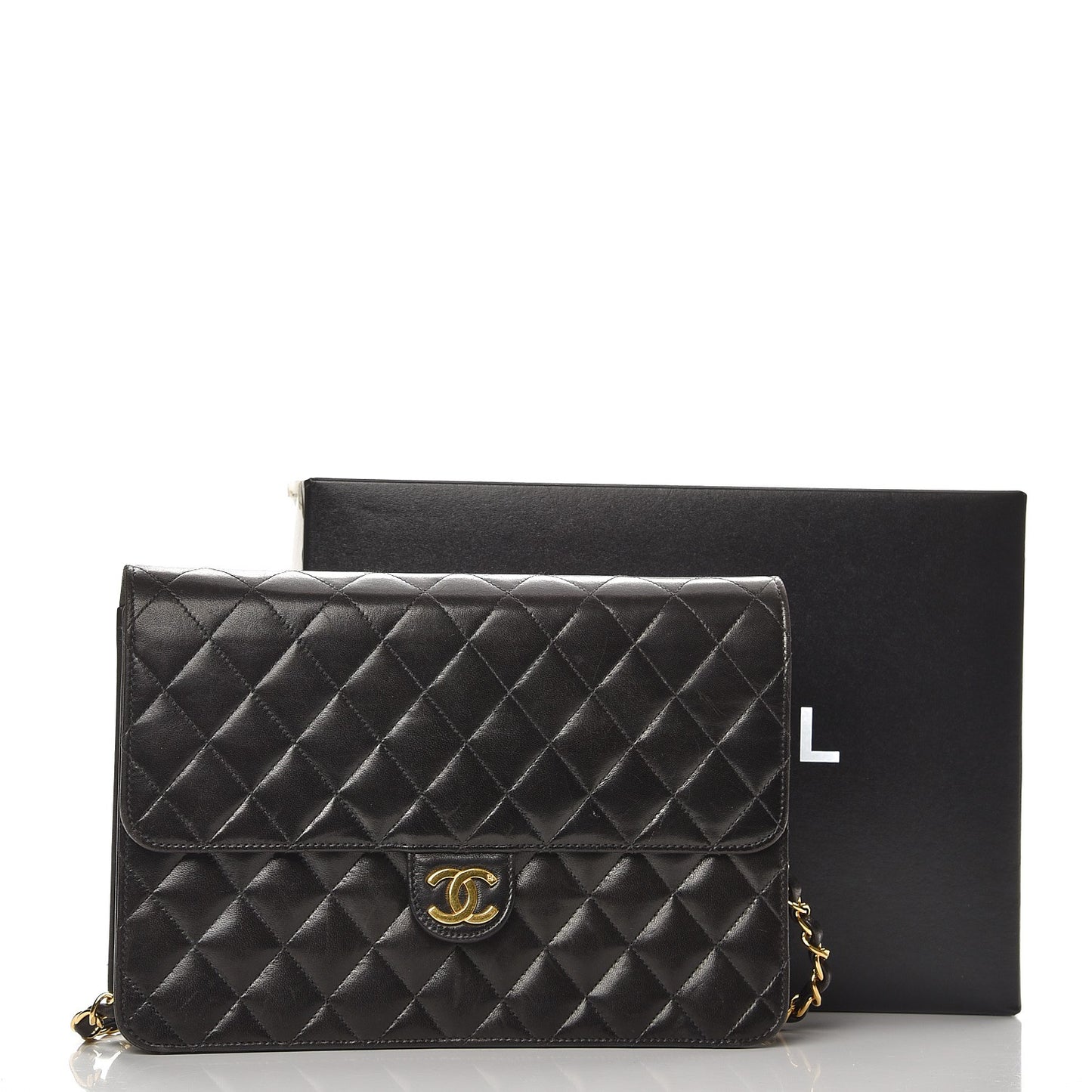 Lambskin Quilted Medium Single Flap Black