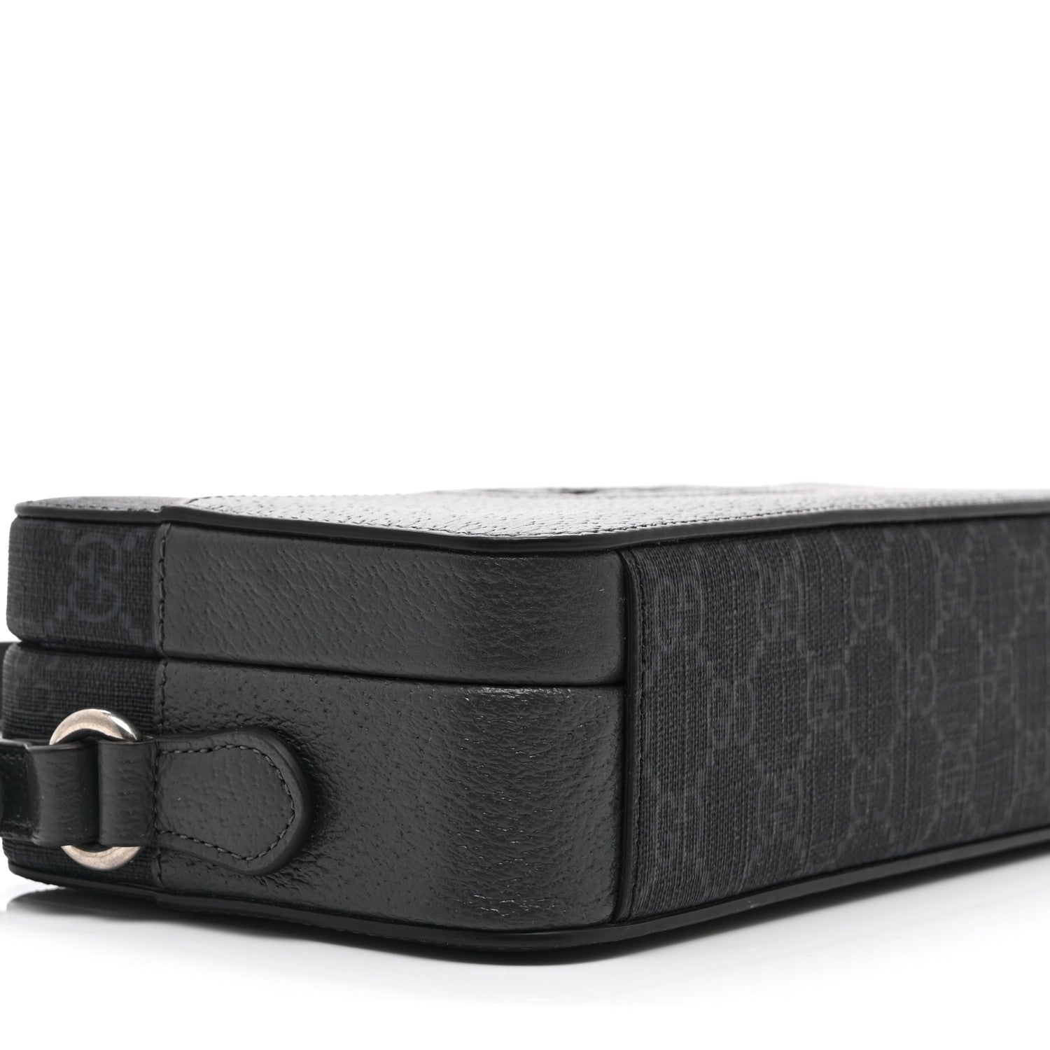 Gucci GG Supreme Monogram Textured Dollar Calfskin Mini New Basket Shoulder Bag Black Grey 9 of 10
