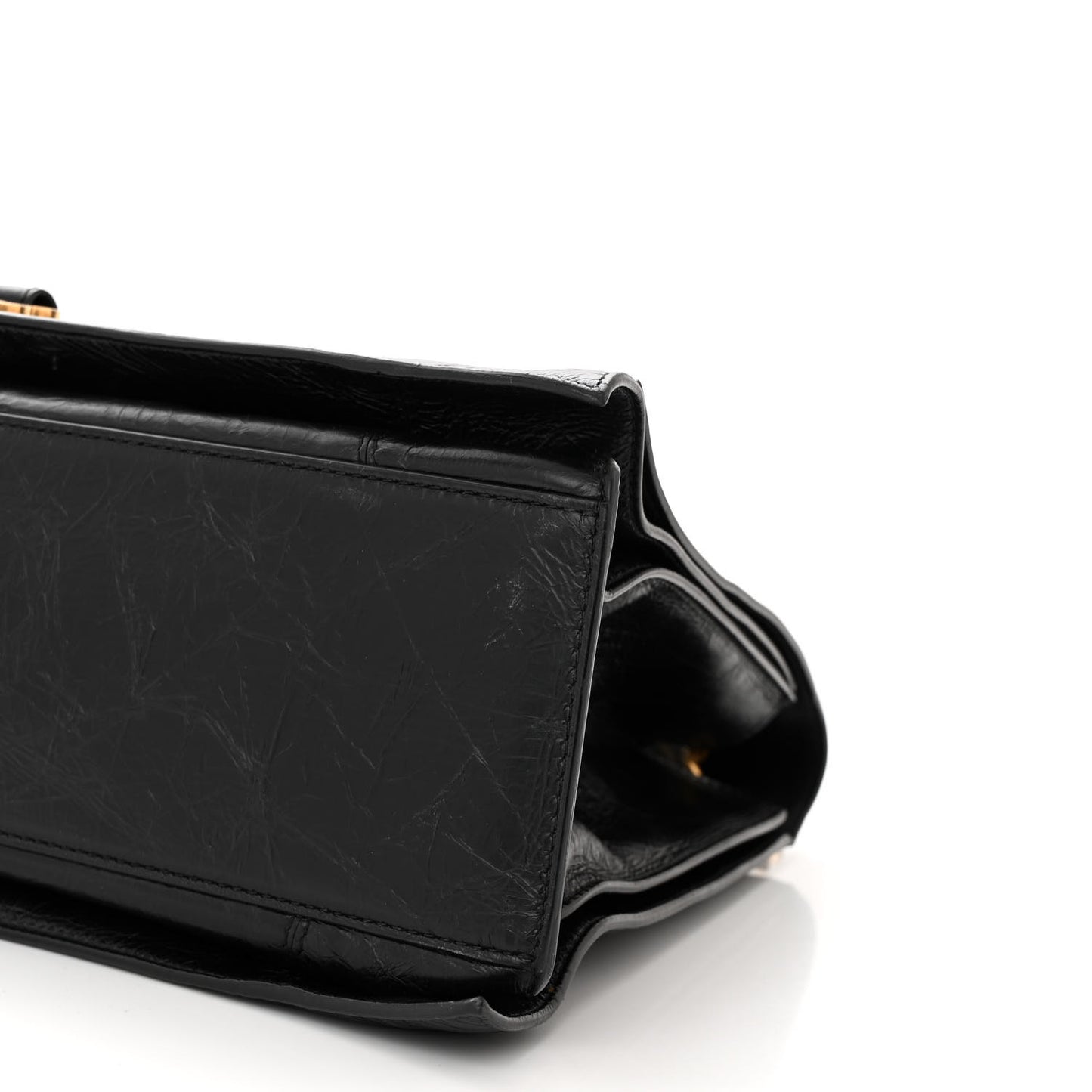 Crushed Calfskin Large Crush Chain Bag Black