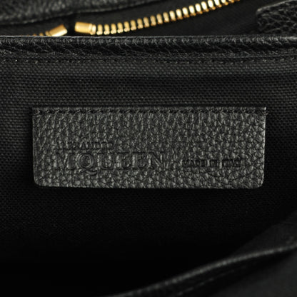 Alexander McQueen Pebbled Calfskin Medium Skull Padlock Zip Around Tote Black 6 of 7