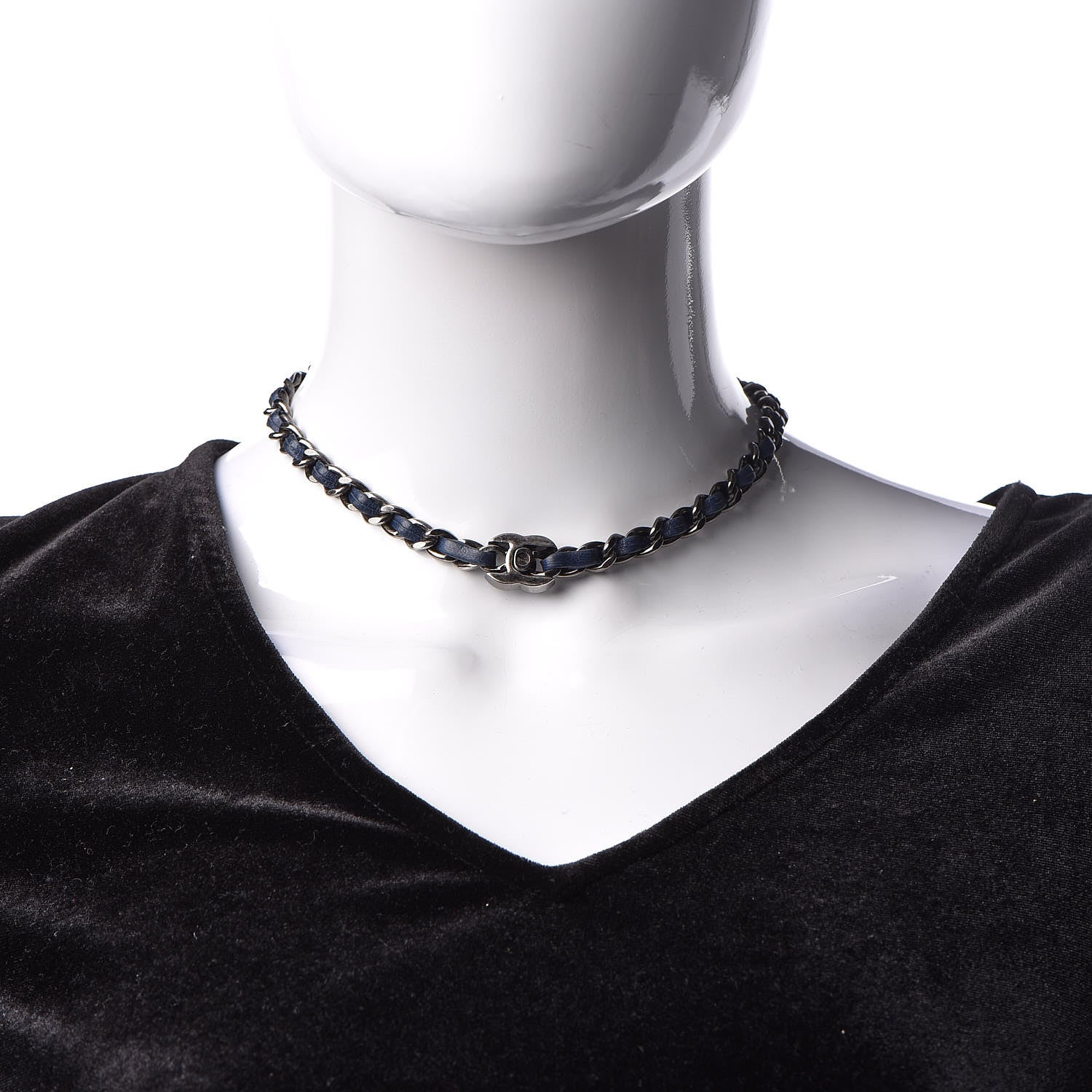 Chanel Lambskin CC Turnlock Choker Necklace Navy Blue 2 of 3