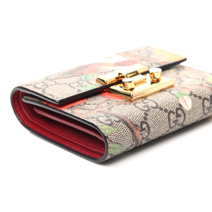 Gucci GG Supreme Monogram Tian Padlock Wallet Beige Multicolor Red 7 of 8