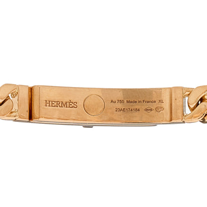 Hermes 18K Rose Gold Diamond TPM Kelly Gourmette Bracelet XL 3 of 4