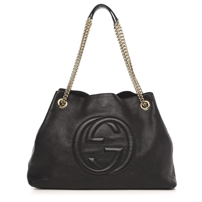 Gucci Pebbled Calfskin Medium Soho Chain Shoulder Bag Black 1 of 12