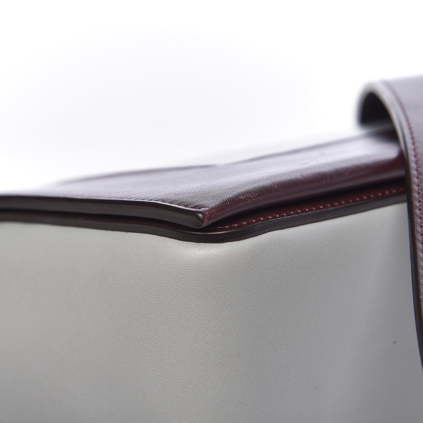 Shiny Smooth Calfskin Medium Frame Shoulder Bag Burgundy Pearl Blue
