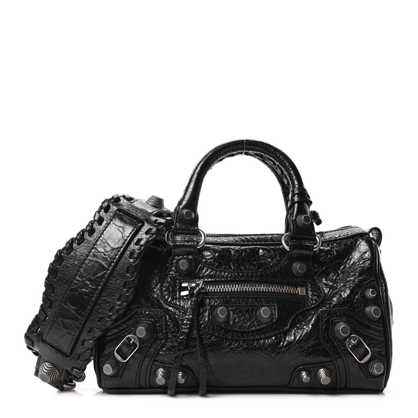 Agneau Arena Mini Le Cagole Duffle Crossbody Bag Black