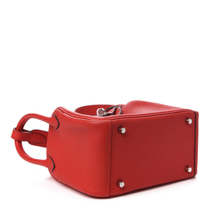 Hermes Taurillon Clemence Mini Lindy 20 Rouge De Coeur 4 of 8