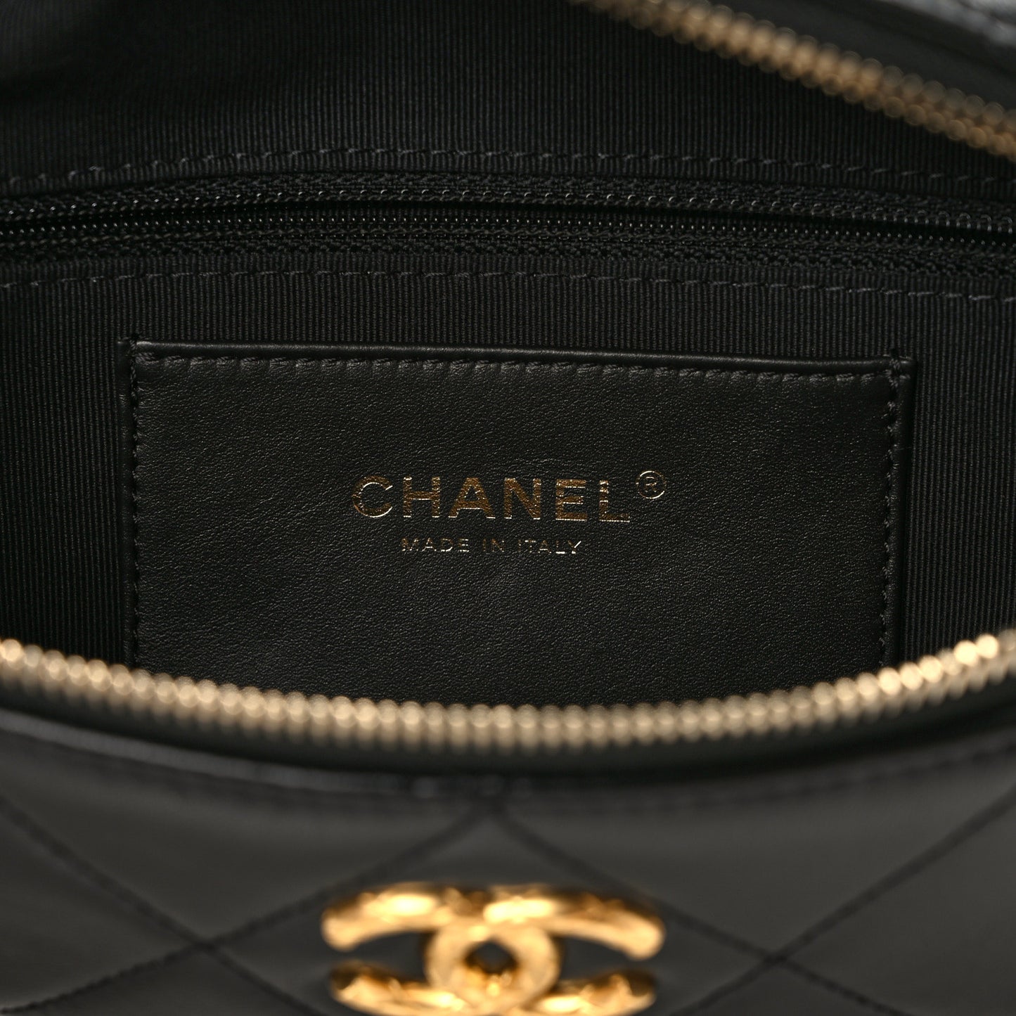 Lambskin Enamel Quilted Waist Bag Black