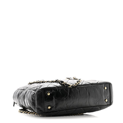 Chanel Glazed Calfskin Lambskin Quilted Portobello Tote Black 4 of 12