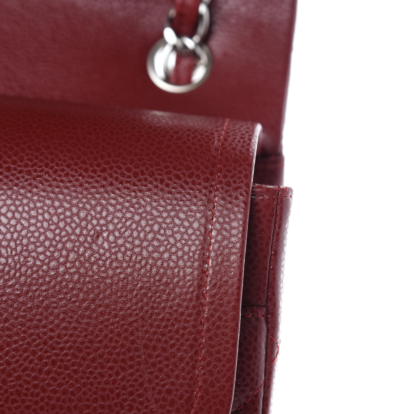 Caviar Quilted Jumbo Double Flap Dark Red