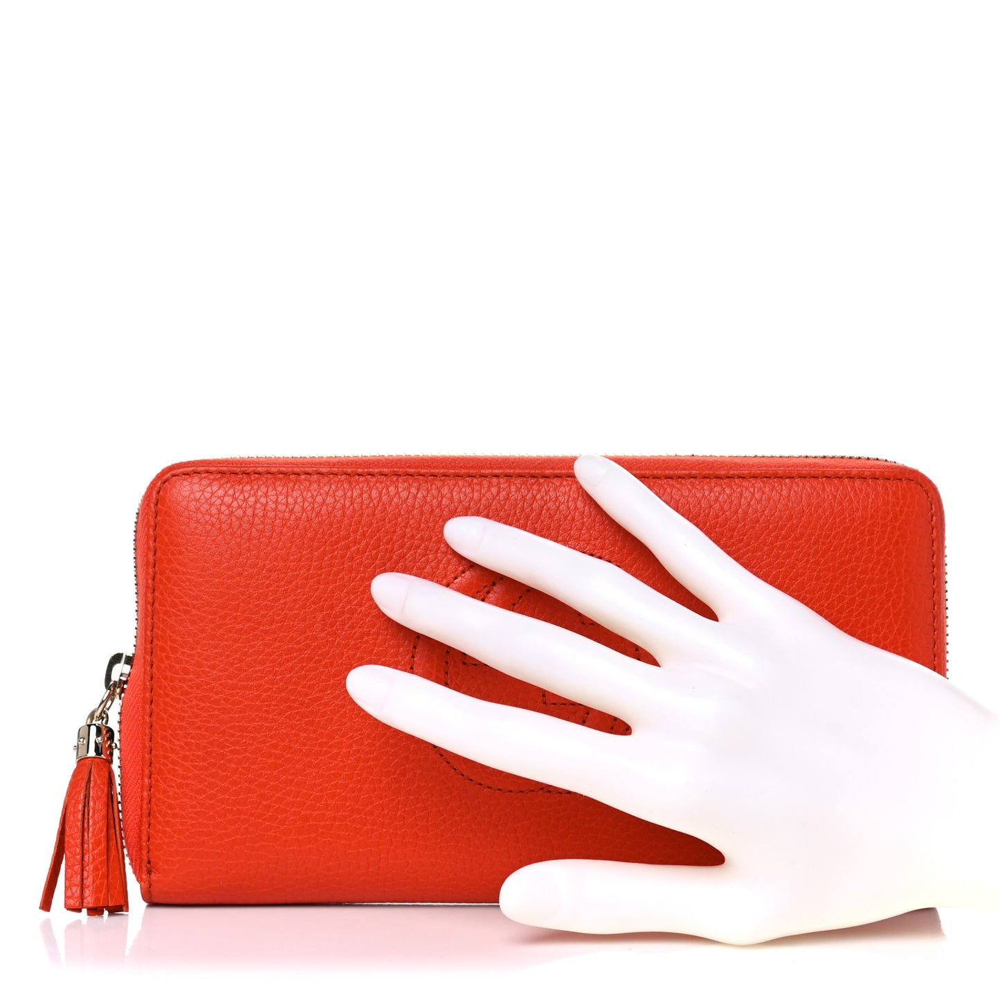 Pebbled Calfskin Soho Zip Around Wallet Sun Orange