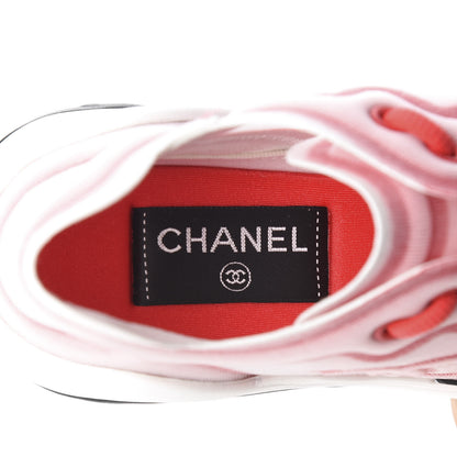 Chanel Lycra Fabric CC Sneakers 36.5 White Red 9 of 12