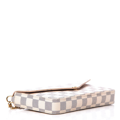 Louis Vuitton Damier Azur Pochette Felicie Chain Wallet Rose Ballerine 4 of 11