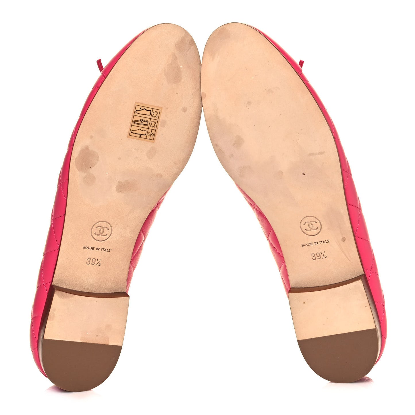 Lambskin Quilted CC Cap Toe Ballerina Flats 39.5 Pink
