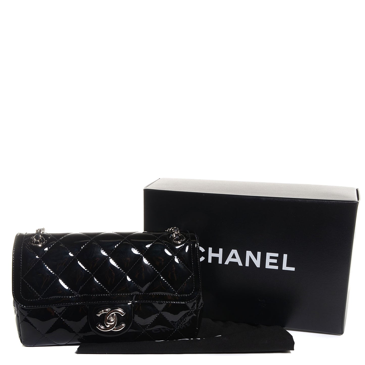 Patent Quilted Small Coco Shine Flap Black