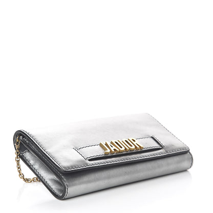 Christian Dior Metallic Calfskin J'adior Croisiere Chain Wallet Graphite 3 of 7